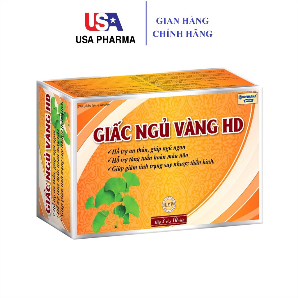 Viên uống ngủ ngon thảo dược Giấc Ngủ Vàng HDPHARMA giảm mất ngủ - 30 viên [Giấc Ngủ Vàng HD Vàng]