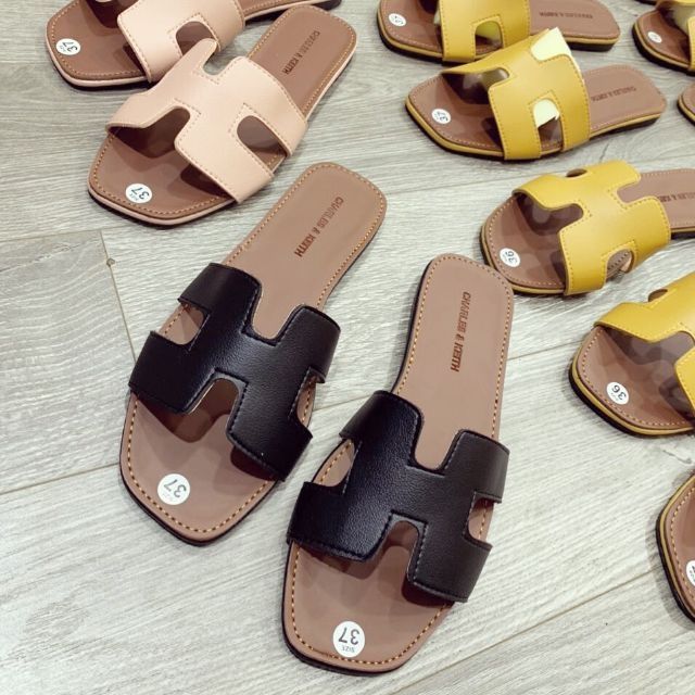 DÉP CHỮ H DA ĐẾ NÂU DÉP MANG ĐI MƯA SIÊU XINH NAHI NGOCHIEU1111 D35