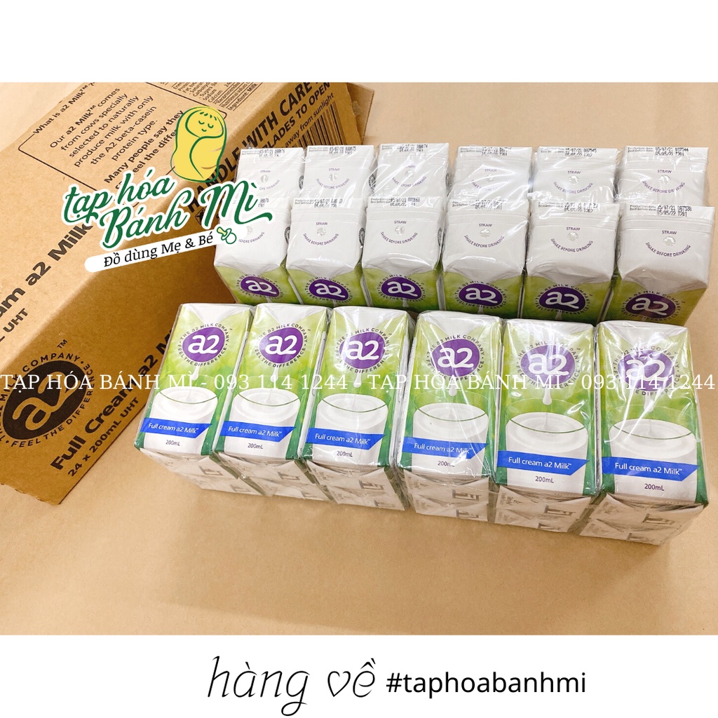 Sữa tươi A2 Úc nguyên kem dạng hộp nước cho bé 200ml & 1 lít