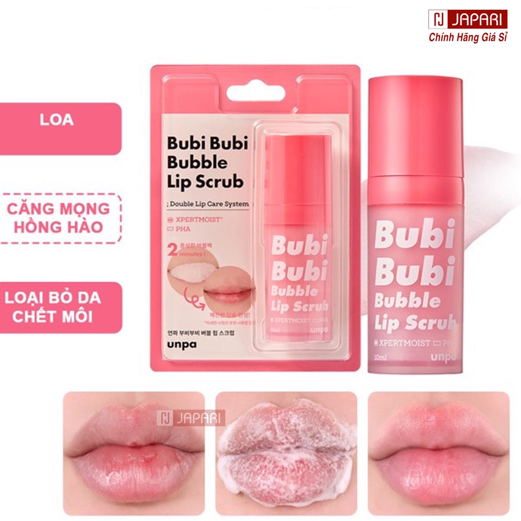 Tẩy Tế Bào Chết Môi Bubi Bubi Lip Scrub CHÍNH HÃNG - Tẩy Da Chết Môi Bubi Bubi Lip Hàn Quốc - Dưỡng Môi Sủi Bọt JAPARI