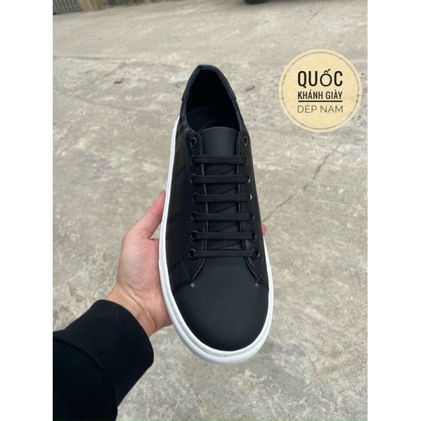 Giày buộc dây burberry đen cổ thấp , giày thể thao nam kèm hôph