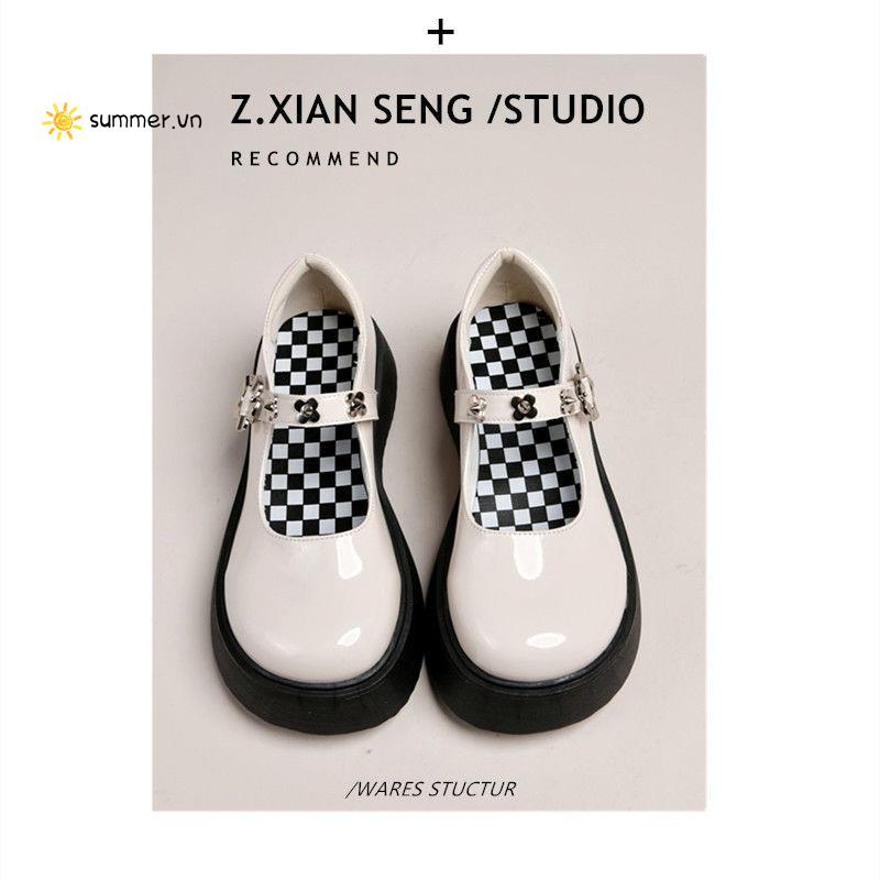 Giày Mary Jane Bằng Da Đế Dày Tăng Chiều Cao Phong Cách Nhật Bản Ngọt Ngào