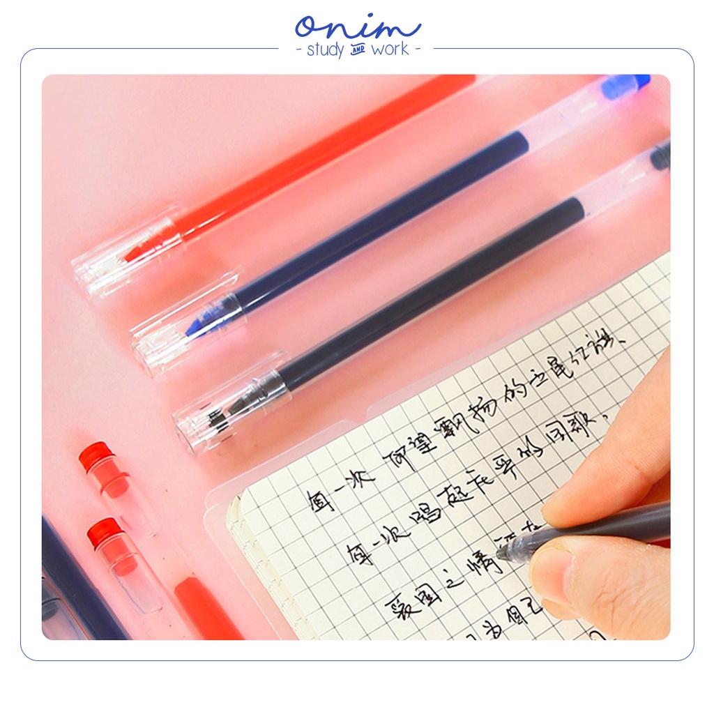 Bút bi nước ngòi siêu nhỏ mực gel 0.38mm ONIM đen xanh đỏ dupe Muji phụ kiện văn phòng phẩm JW015
