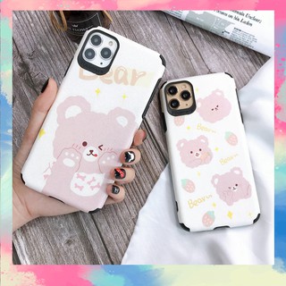 Ốp lưng iphone da imd chống bẩn, chống sốc cute bear - d050