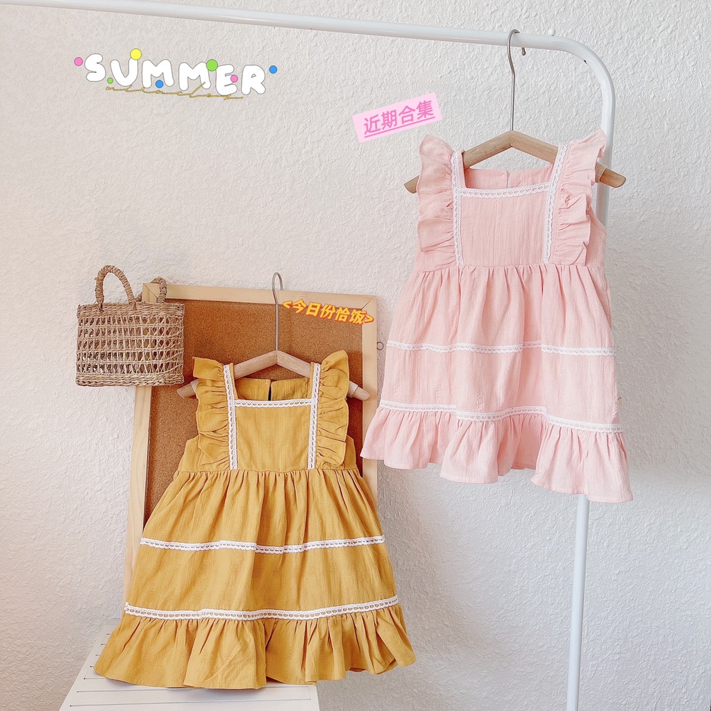 VÁY HÈ CÁNH TIỀN 3 TẦNG VIỀN REN TRẤNG CHẤT THÔ BOI CHO BÉ GÁI 1-6 TUỔI( MÃ V150603)