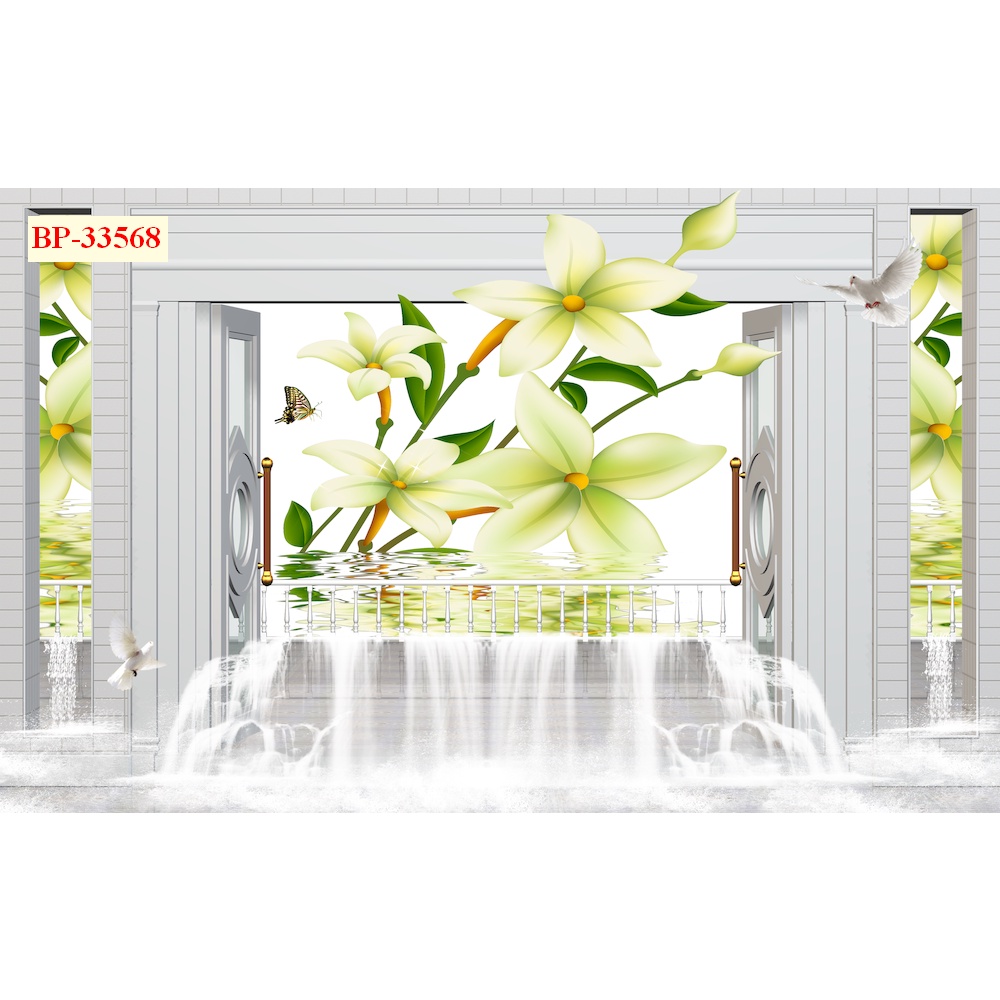 Tranh dán tường cửa sổ phong cảnh tưới mới