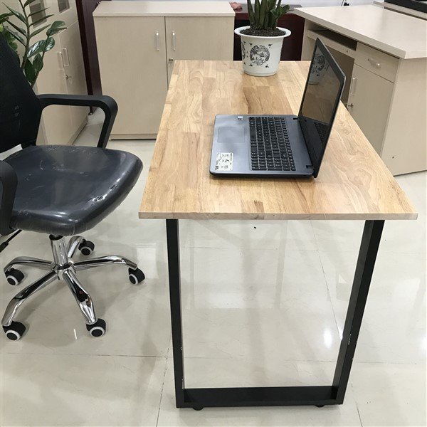 Bàn Chân Sắt Vuông Chữ U, Mặt Gỗ Cao Su Hình Chữ Nhật 60x120cm Chống Nước, Bàn Ăn, Làm Việc, Học Sinh, Văn Phòng