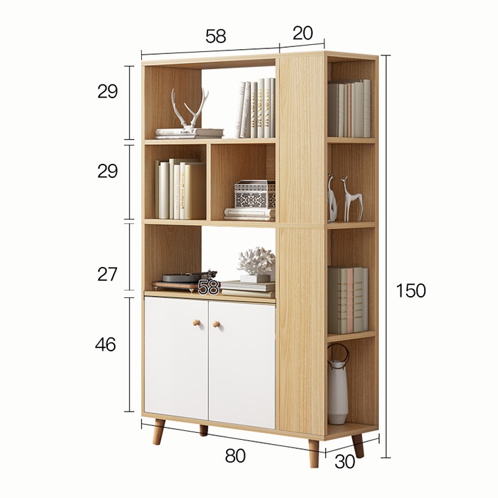 💥HÀNG HOT💥 Tủ sách đẹp cao 1,5m tiện ích sang trọng, Tủ sách đa năng gỗ MDF TUR041