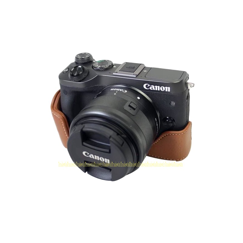 Bao da PU bảo vệ máy ảnh Canon Eos M6 có dây đeo tiện dụng