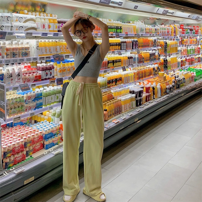 Quần thể thao ống rộng lưng cao phong cách Hàn Quốc thời trang dành cho nữ