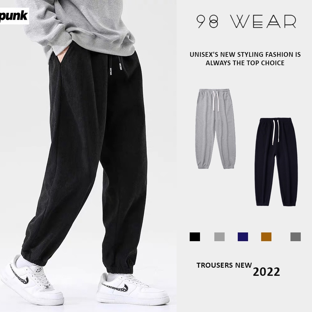 Quần jogger chất liệu nhung tăm 98WEAR , quần dáng nam nữ UNISEX len tăm mồm mại dễ phối đồi với 4 màu cơ bản