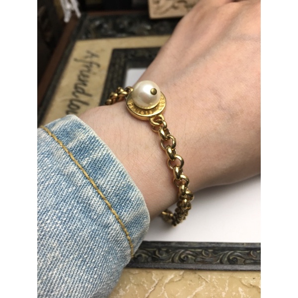 Lắc tay vintage Private Label Japan-thiết kế xích và trai đá