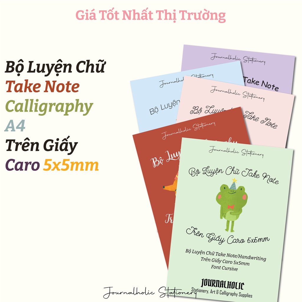 Bộ Luyện Viết Chữ A4 Take Note/Calligraphy Trên Giấy Caro 5x5mm - Journalholic Stationery