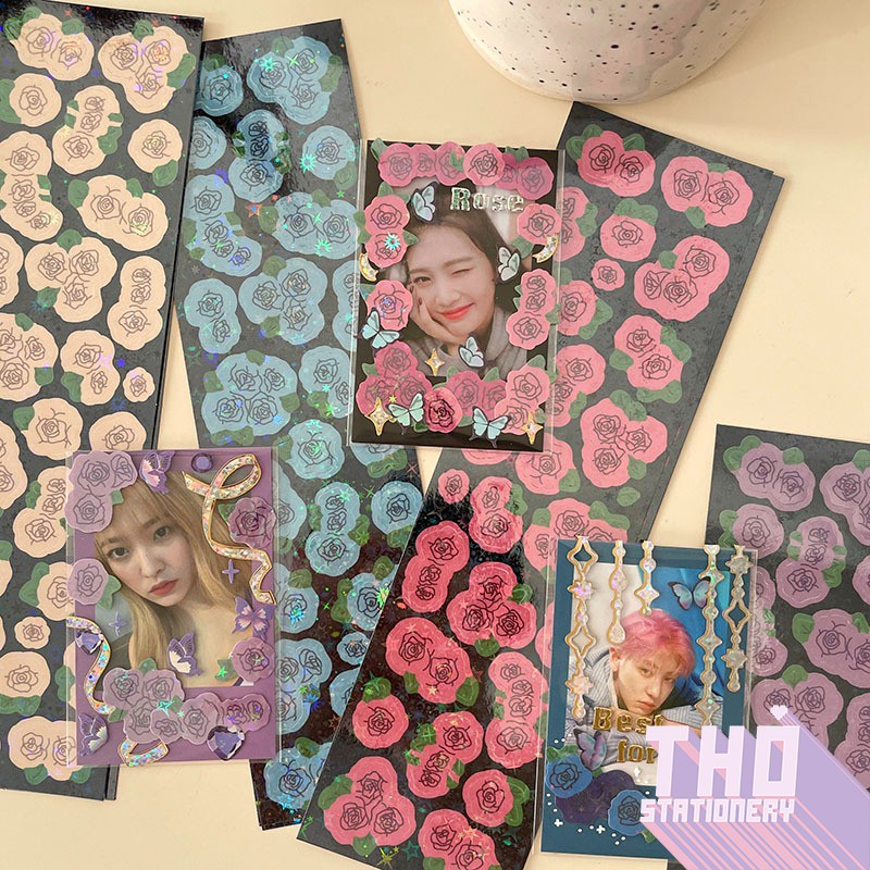 Sticker Hologram Confetti Toploader Ruy Băng 2 Tấm  Hình Dán MINI VER Ribbon Trang Trí Sổ Polaroid Kpop BTS BlackPink