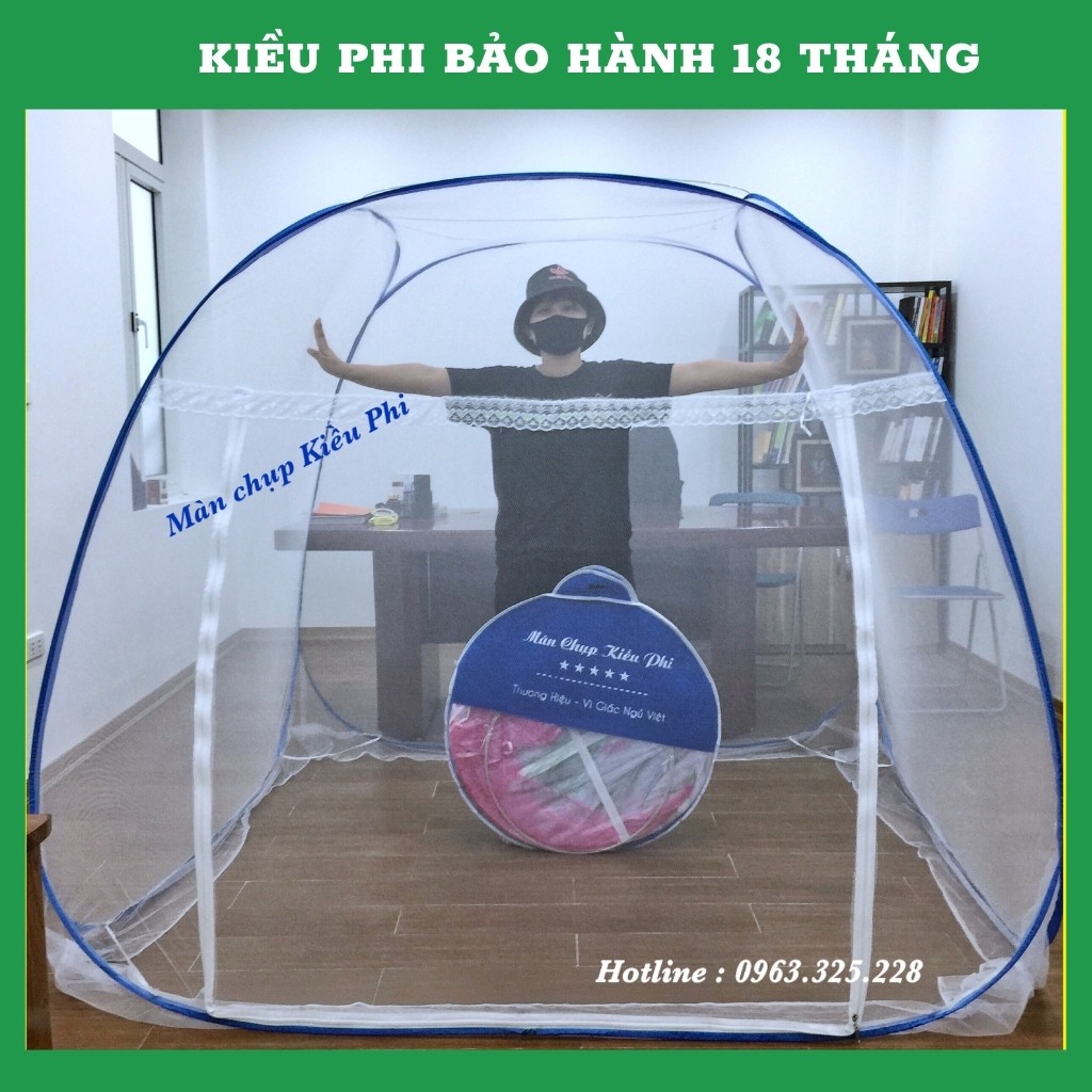 Mùng chụp tự bung đỉnh vuông Kiều Phi - Màn chụp cao cấp 1m2 1m6 1m8 2m2 cao thoáng