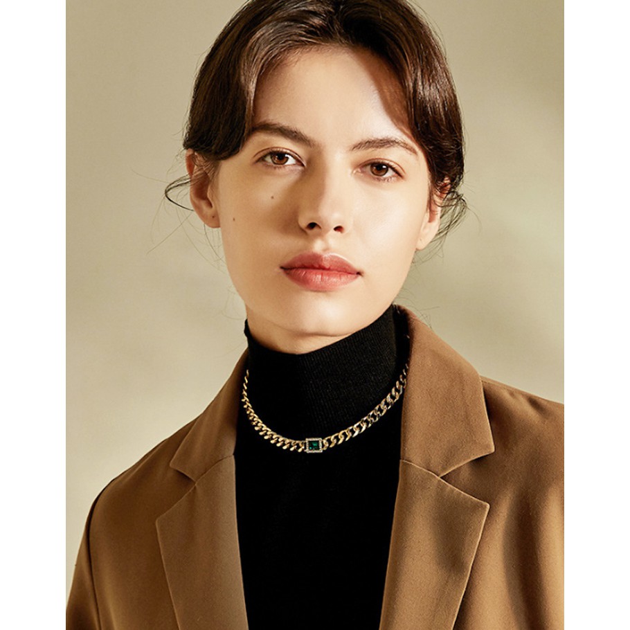 Dây chuyền titan kiểu xích 10ly mặt vuông đính đá xanh siêu đẹp, bền màu, hợp thời trang