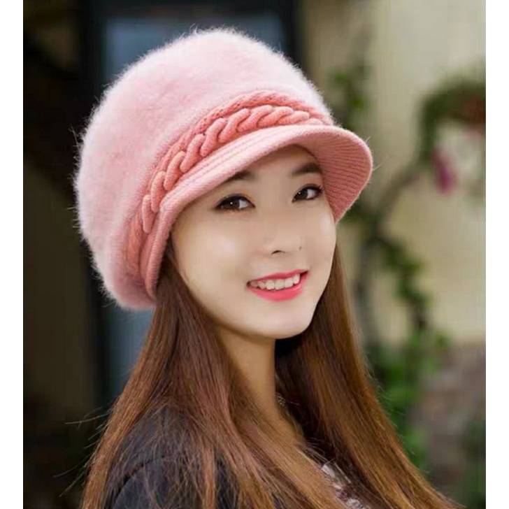 Nón mũ beret len lông thỏ thời trang Hàn Quốc mới