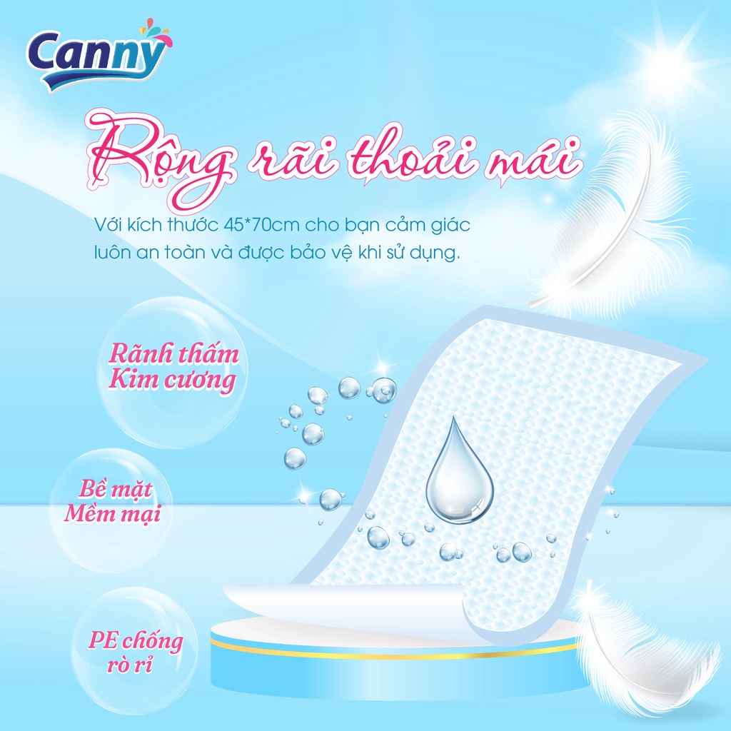 Bộ 3 gói tấm đệm lót CANNY siêu êm 45x70cm 10 miếng/gói