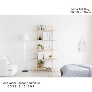 Kệ Sách Gỗ Decor 5 Tầng Chuẩn Phong Cách Hàn Quốc - Hàng Cao Cấp Loại 1