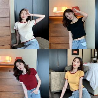 Áo thun tay ngắn cổ tròn màu trắng dễ phối đồ thời trang cho nữ