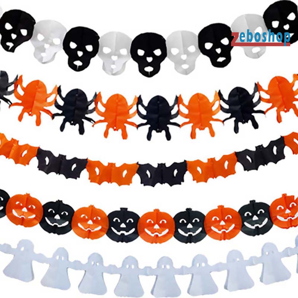 Dây Treo Trang Trí Halloween 300cm Chủ Đề Nhện Dơi Bí Ngô