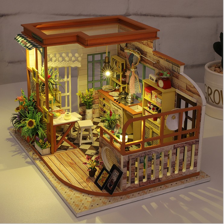 Mô hình nhà DIY Doll House Romantic Password Kèm Mica Chống bụi, Bộ dụng cụ và Keo dán
