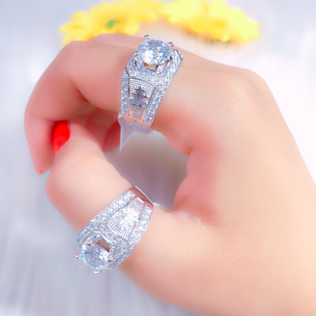 Nhẫn nam đính xoàn mạ bạch kim cao cấp