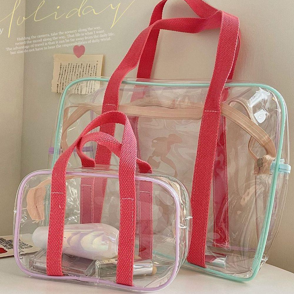 JARRED Túi Đựng Mỹ Phẩm Bằng PVC Chống Thấm Nước Có Khóa Kéo Màu Sắc Xinh Xắn Tiện Dụng