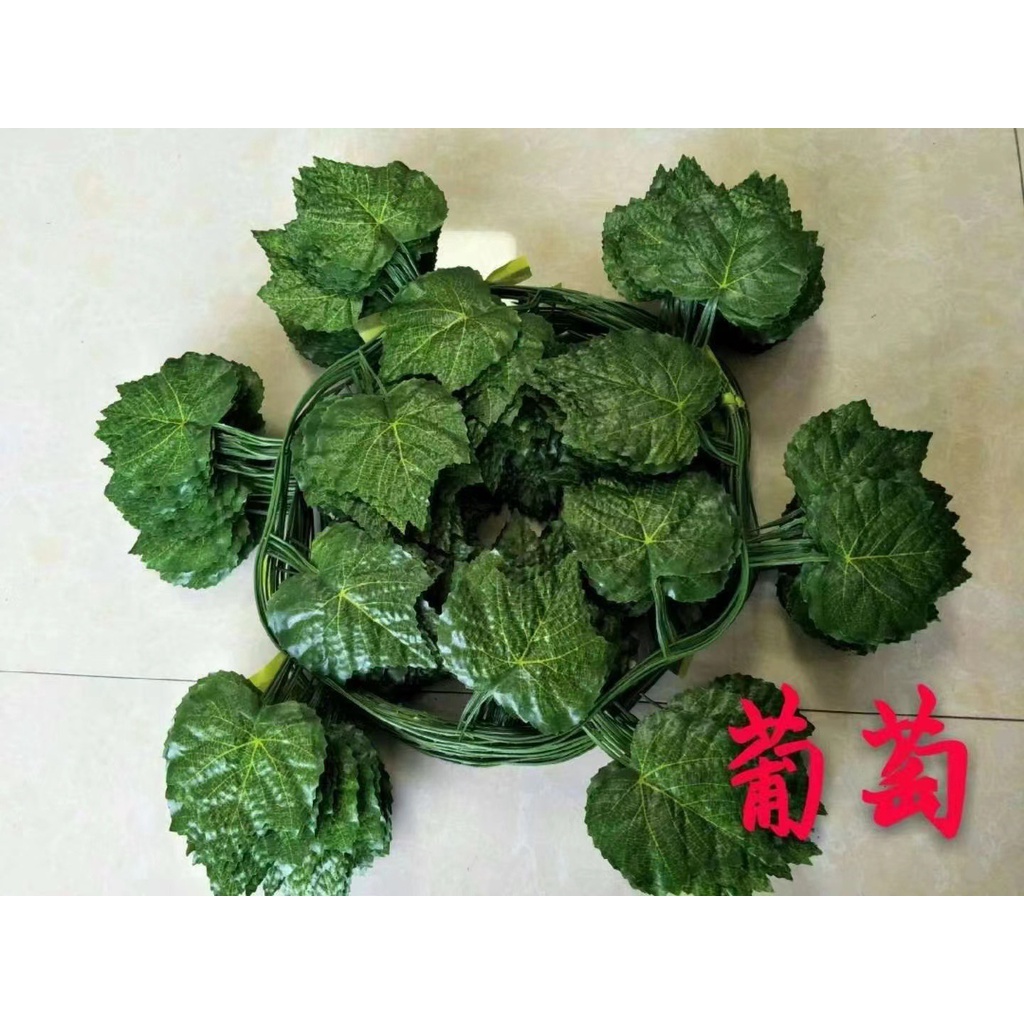 Dây Leo Lá Nho mầu Xanh - Nhân Tạo Dài 2.4M Trang Trí Tường Nhà Cửa Đa Dụng