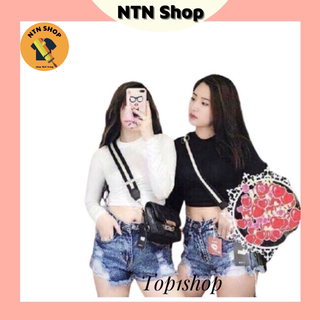 Áo tay dài Croptop mềm mịn co dãn tốt.