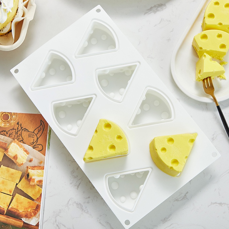 Khuôn silicon 8 ngăn hình phô mai làm bánh Diy tiện dụng