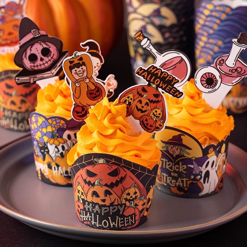 Cup Giấy & Hộp Giấy Đựng Bánh Cupcake Phong Cách Halloween