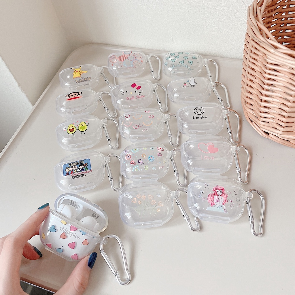 Vỏ Bảo Vệ Hộp Sạc Tai nghe không dây Lenovo Thinkplus LP40 S / LP40 PRO Bằng TPU Mềm Trong Suốt Họa Tiết Hoạt Hình Dễ Thương