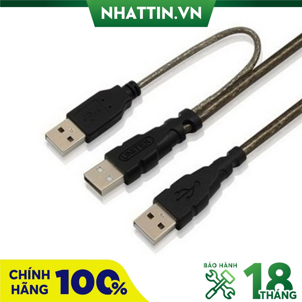 Cáp chữ Y USB 2.0 to USB 0.8m cho HDD box Unitek Y-C437 chính hãng