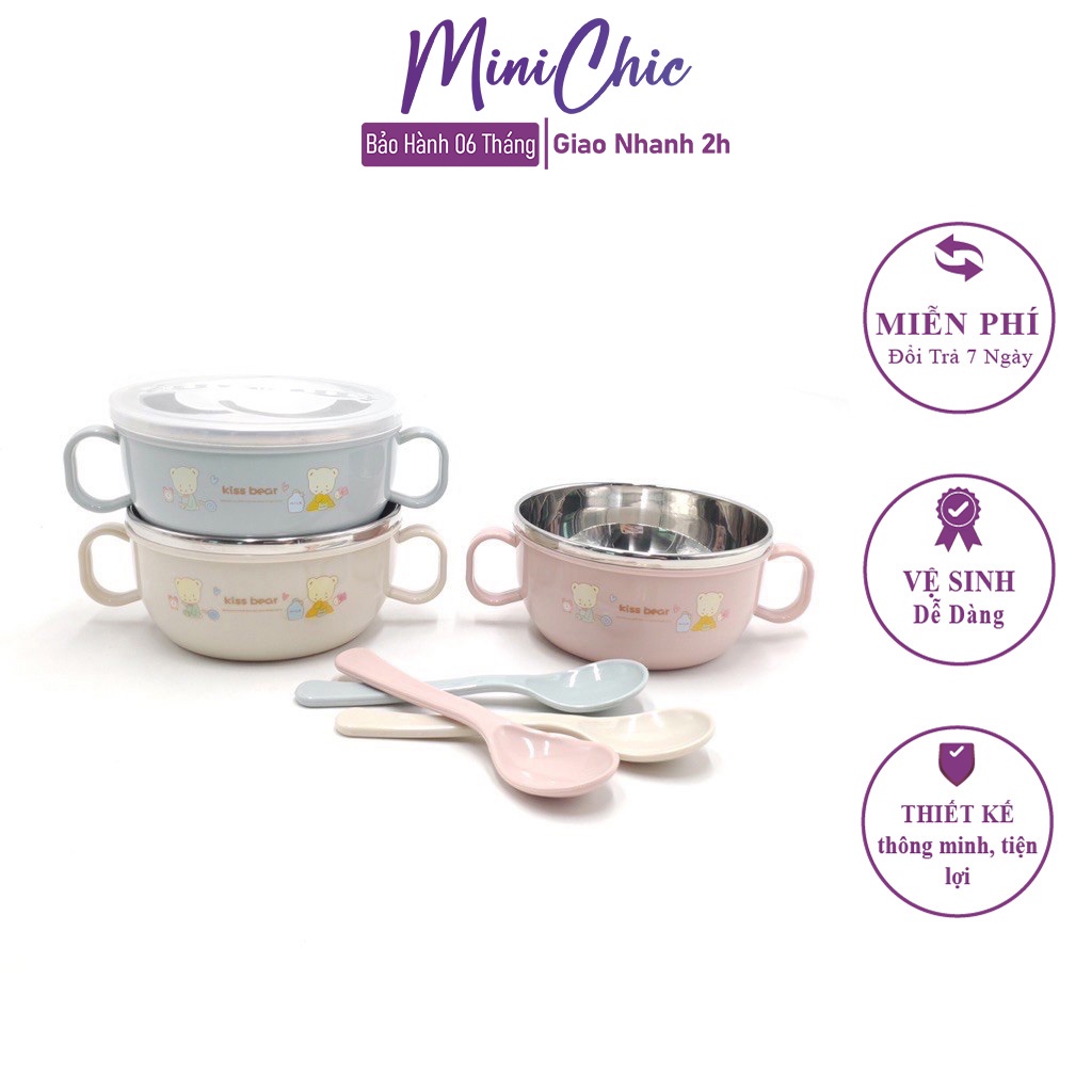 Bát ăn dặm cho bé, bát inox cho bé, giữ nhiệt có nắp tiện lợi