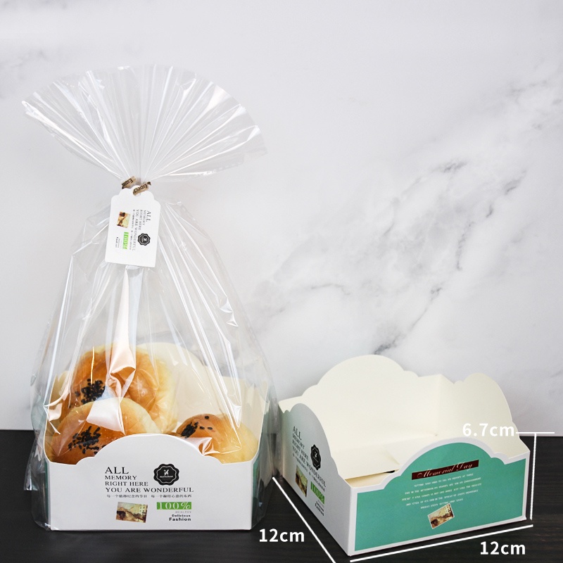 Túi Nilon Kèm Khay Giấy & Kẽm Đựng Bánh Mì Ngọt, Bánh Quy ~ Đáy 12cm