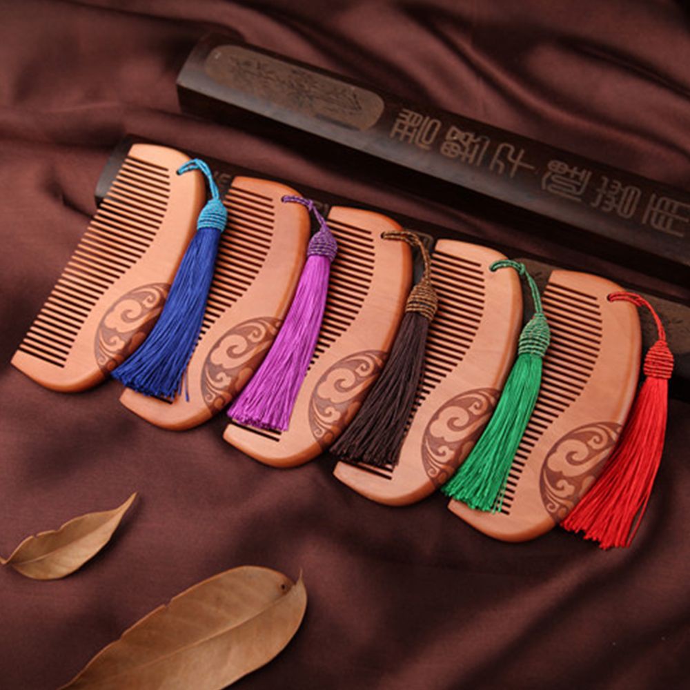 [Hàng mới về] Lược chải tóc chống tĩnh điện thiết kế cong hai mặt có tua rua phong cách vintage