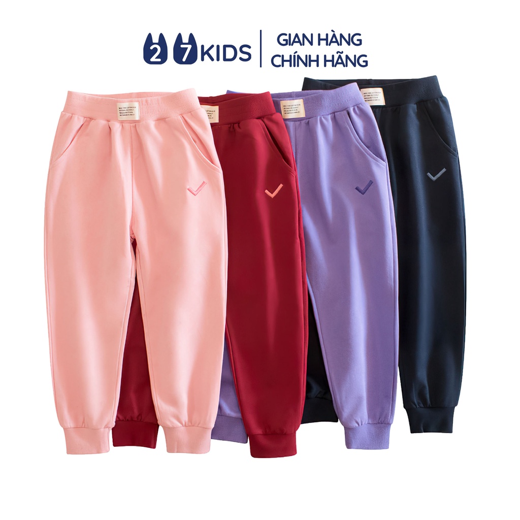 Quần thun dài bé gái 27Kids 27Home thu đông nữ 100% Cotton cho trẻ từ 2-10 tuổi GLPE2