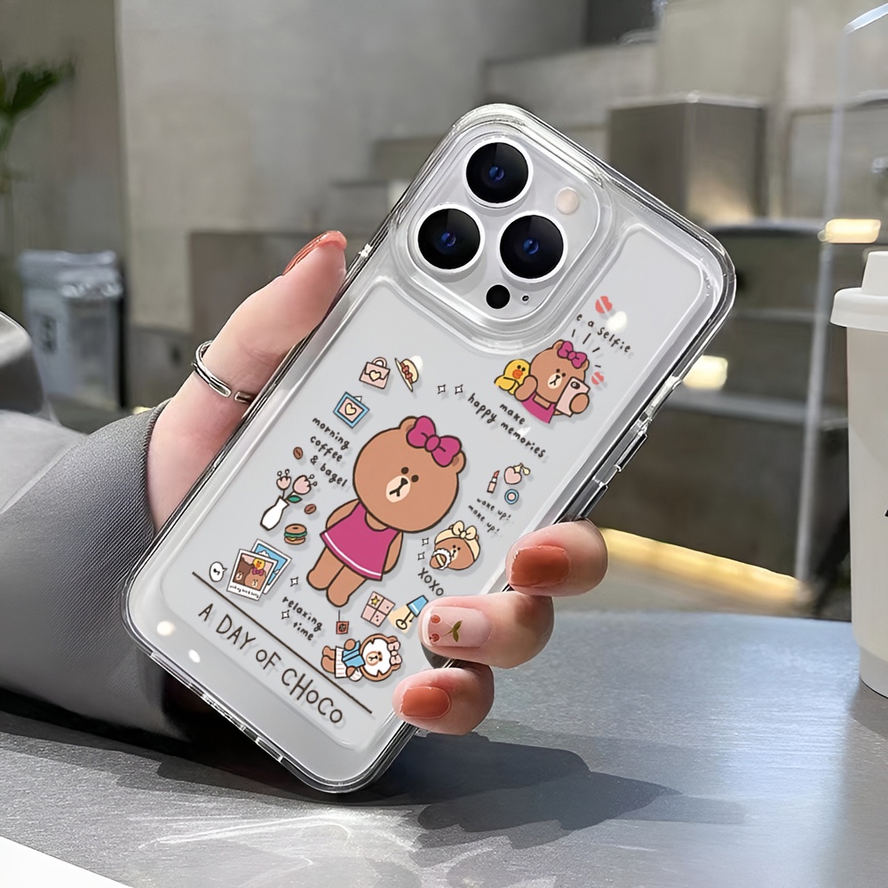 Ốp Điện Thoại Trong Suốt Hình Gấu / Vịt Vàng / Không Gian Cho iphone 14ProMax 14Plus 13 11 12 7Plus X XR XS Max