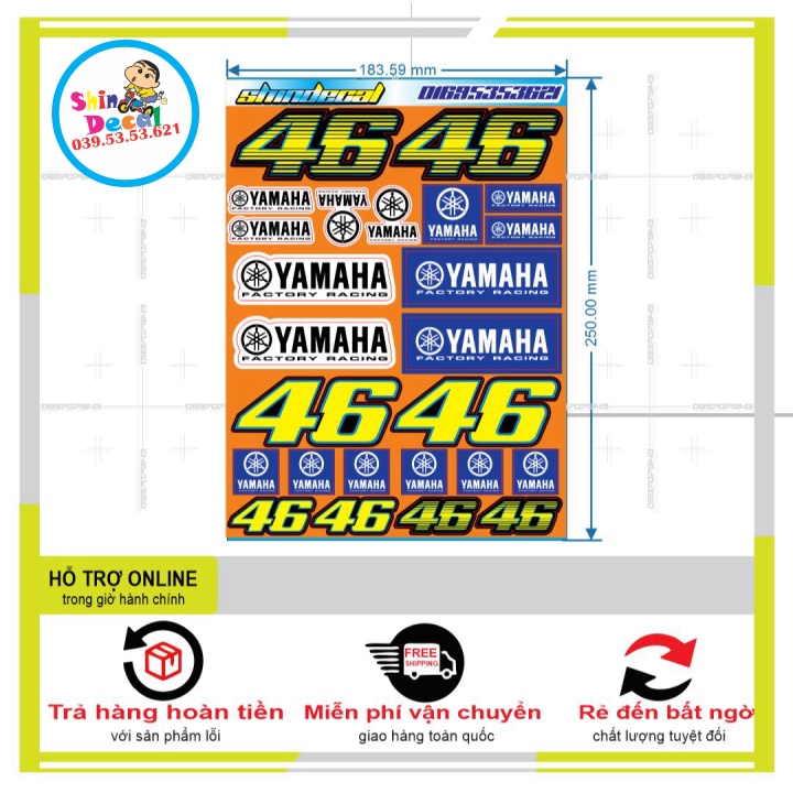 LOGO STICKER 46 DÁN XE MÁY M49 - SHINDECAL2