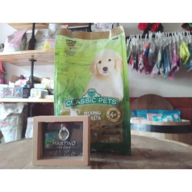 Thức ăn hạt Classic Pets vị sữa cho Chó con 400gr