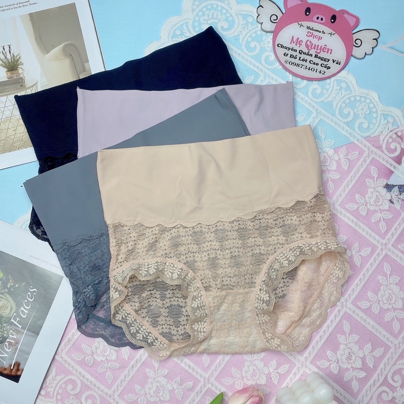 Quần lót su đúc phối ren cạp cao gen bụng nâng mông gợi cảm , kháng khuẩn an toàn tuyệt đối