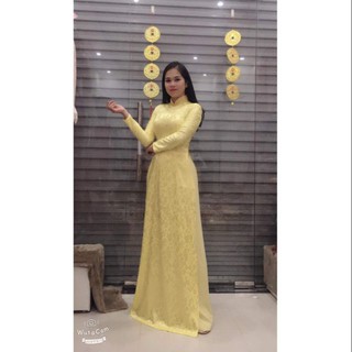 Áo dài gấm tơ màu vàng/đỏ/trắng/hồng