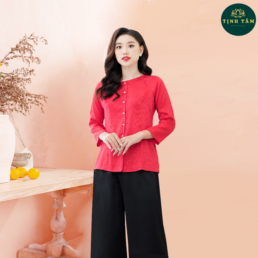 Áo Bà Ba Nữ Lụa Gấm Cao Cấp, Bán Rời Áo Và Quần, Đồ Bộ Đi Chùa, Mềm Mịn Ko Bai, Ko Xù Mặc Cực Thoải Mái Duyên Dáng