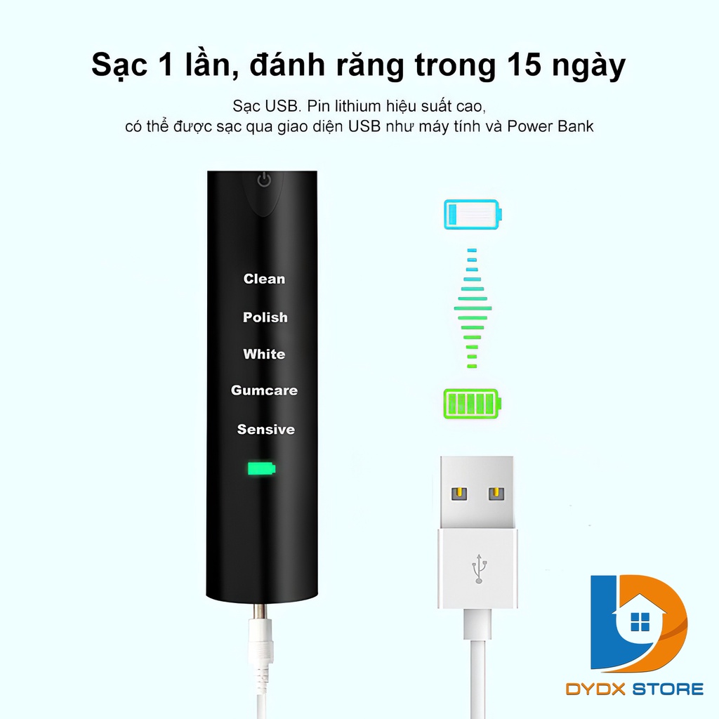 Bàn chải điện sonic pro 5 chế độ bản nâng cấp - ảnh sản phẩm 6