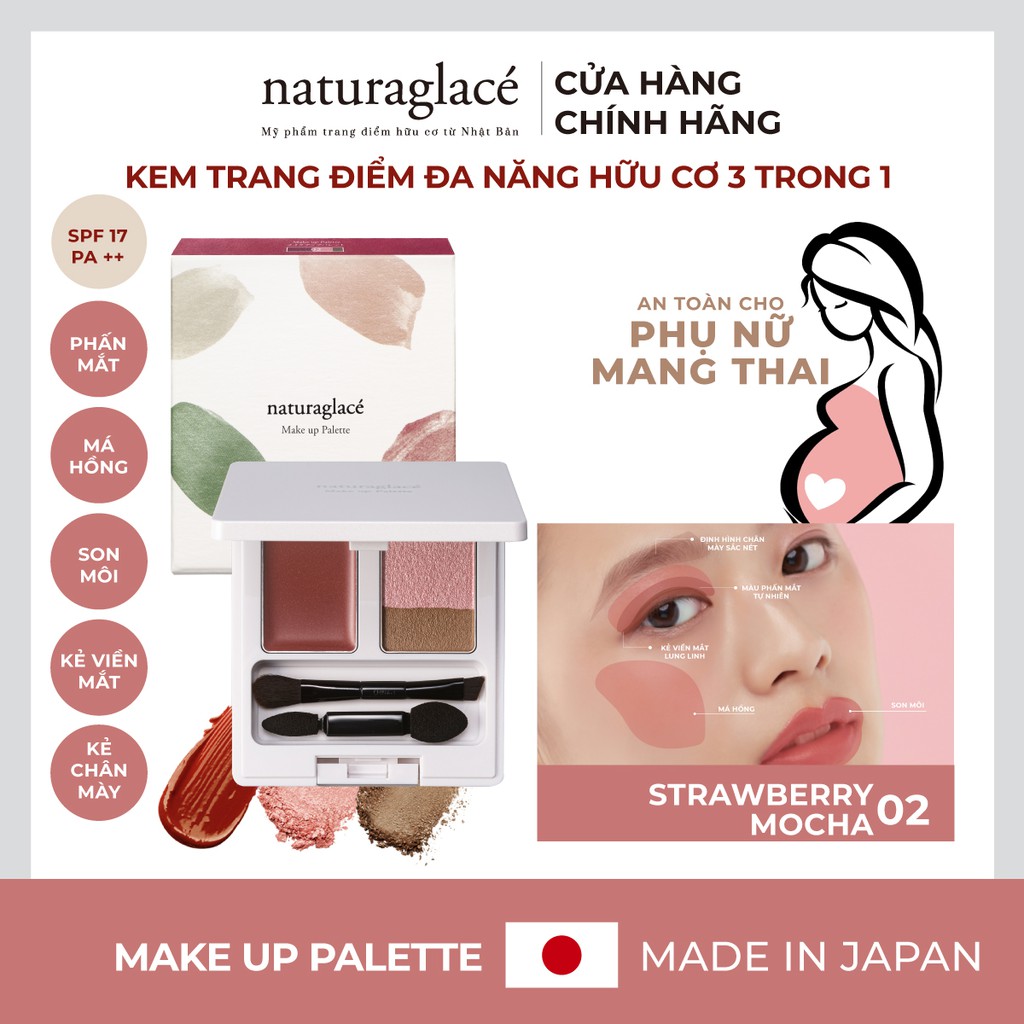 Bảng màu trang điểm đa năng 5in1 naturaglacé Make Up Palette (02 - Strawberry Mocha), 7g