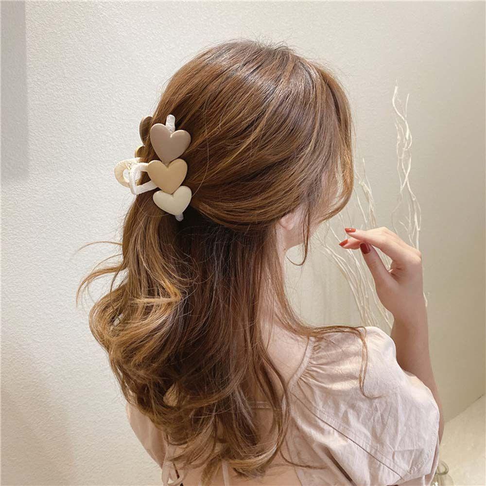 Kẹp Tóc Hình Trái Tim Màu Khaki / Cà Phê Dễ Thương