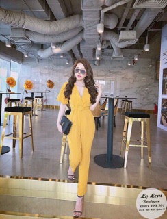 Jumsuit cổ V cột eo cực xinh