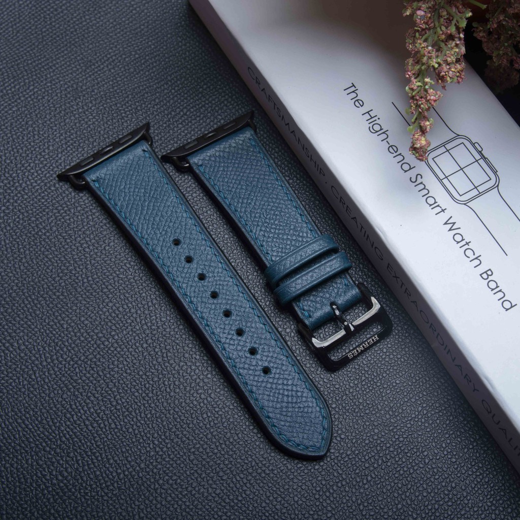Dây Da Apple Watch - Da Epsom Xanh Cổ Vịt