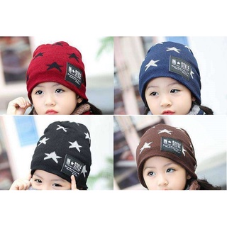 Mũ len lót lông giữ ấm thời trang cho nam nữ họa tiết sao